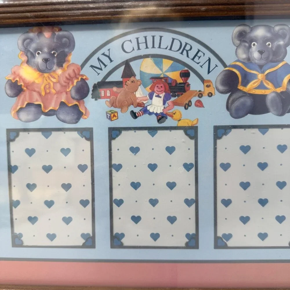 Vintage‎ Teddy Bear “My Children” Photo Collage Frame Country Cottage Nursery
